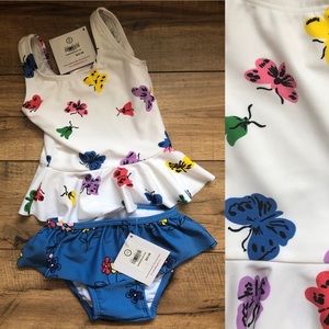 Hanna Andersson 2 piece white/blue floral tankini